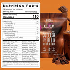 Click Coffee Protein, Protein & Real Coffee All-in-One, Meal Replacement Nutrition Drink, Mocha Flavor, 23 Essential Vitamins, Double Shot Espresso Coffee, Hot or Cold, 15.8-Ounce