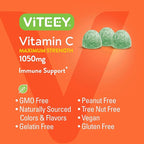 Viteey Chewable Vitamin C Gummies for Adults - 1050mg Maximum Strength Immune Support Supplement - Vegan, Gluten Free - 90 Count