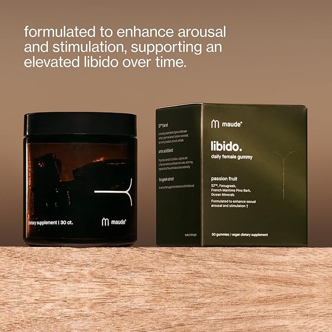 Maude 30 Day Libido Gummies (Female) - Libido Booster for Women - Fenugreek, L-Theanine, L-Arginine + Sea Moss Gummies - Daily Supplement to Support Everyday Sexual Wellness + Sex Drive (30 Count)