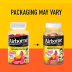 Airborne Vitamin C 500mg (per Serving) - Assorted Fruit Flavored Kids Gummies (63 Count in a Bottle), Gluten-Free Immune Support Supplement with Vitamins C E, Selenium