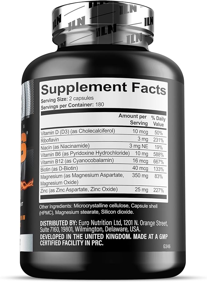 Iron Labs ZM6 - High Strength Zinc and Magnesium Supplement - 360 Vegetarian Capsules (6 Month Supply) - Super Enhanced Zinc Magnesium Aspartate and B6 Complex