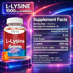 L-Lysine 1000mg Gummies - Supports Skin, Lip, Vegan, Gluten Free, 60 Chewable Lysine for Adults, Vitamins Tissue Health & Immune System, Amino Acid Vitamin Supplement & Complex Supplements (3 Pack)