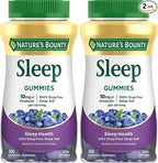 Nature's Bounty 10 mg Melatonin Gummy, 100% Drug Free Sleep Supplement, 10 mg, Blueberry, 140 Ct (Pack of 2)