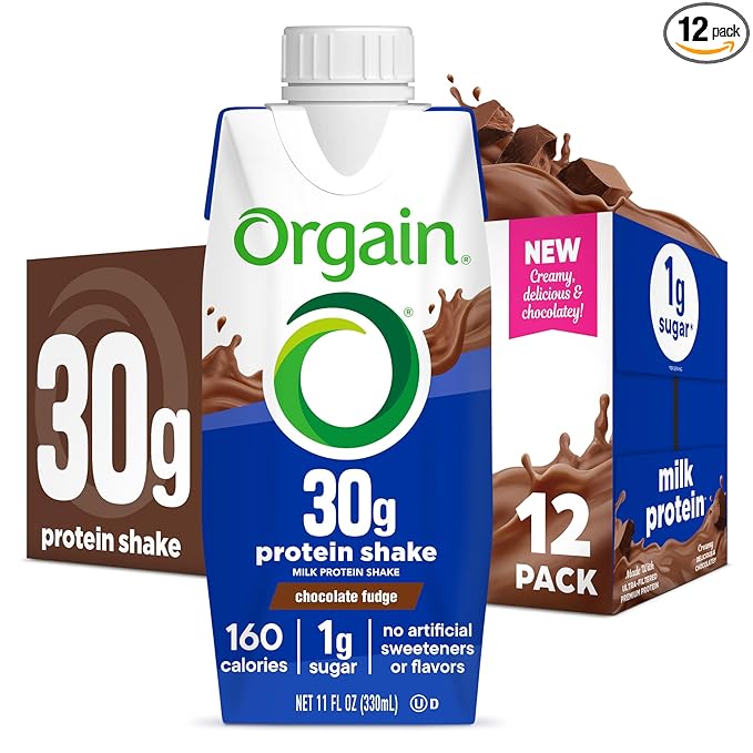 Orgain 30g High Protein Shake, Dairy Isolate Milk Protein, Chocolate Fudge, 5g BCAAs, 1g Sugar Per Serving, Meal Replacement, Ready to Drink, Keto Friendly, Gluten-Free 11 Fl Oz (Pack of 12)