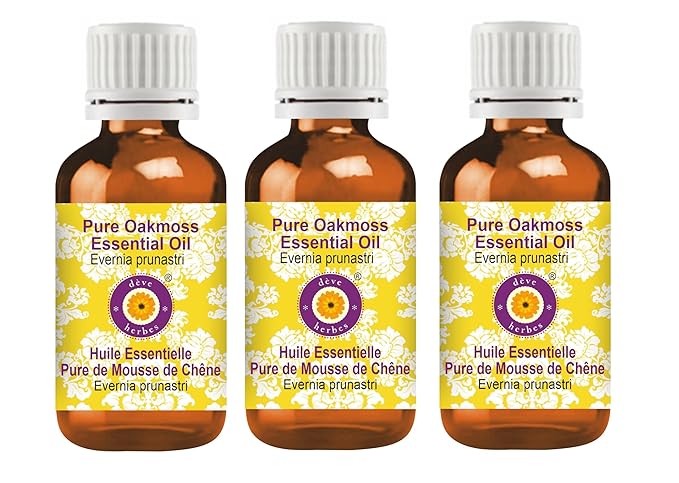 dève herbes Pure Oakmoss Essential Oil (Evernia prunastri) 100% Therapeutic Grade Steam Distilled for Personal Care (Pack of Three) 100ml X 3 (10.1oz)