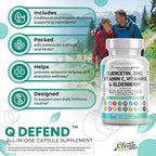 Q Defend Quercetin Supplement with Zinc Vitamin C Vitamin D Elderberry Turmeric Black Pepper Garlic Ginger Sea Moss Lysine Stinging Nettle Reishi Immune Support 60 Capsules Pack of 3 by Clean Nutra