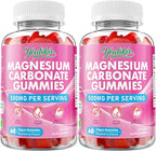 2 Pack Magnesium Carbonate 500mg Gummies, High Absorption Magnesium Supplement for Adults - Support Muscle Function, Vegan, Sugar Free, Raspberry Flavor, 120 Count