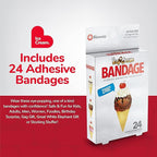 BioSwiss Bandages, Ice Cream Shaped Self Adhesive Bandage Set, Latex Free, Sterile Wound Care, 24 Count