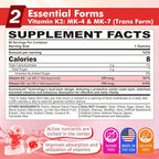 Vitamin K2 Gummies MK-7 200 mcg & MK-4 500 mcg for Women & Men Sugar Free, Perfect 2-IN-1 Full Spectrum Vitamin K2 Supplement for Bone, He❤rt, Promotes Calcium Absorption, Brain, Teeth, Immune,1Pack