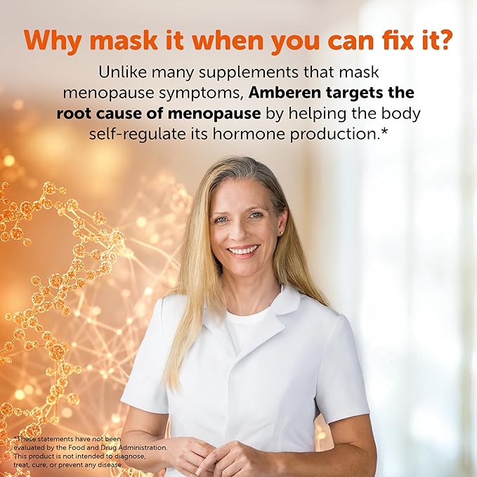 Amberen Menopause Supplement for Women, 60 Gummies, Clinically Proven, Helps Support Hormone Balance, Helps Relieve 12 Menopause Symptoms: Hot Flashes, Night Sweats, Mood Swings and More