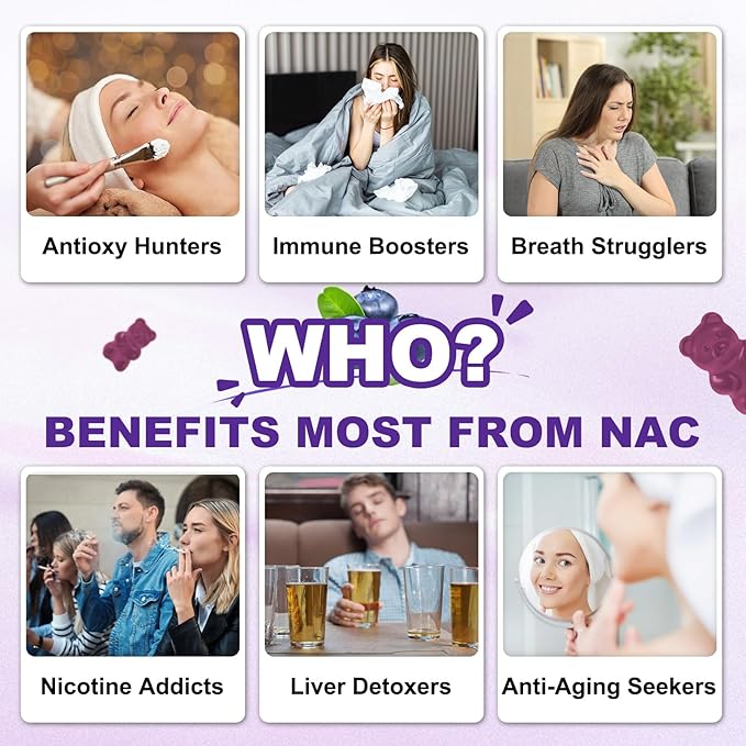 Sugar Free NAC Gummies for Kids & Adults, NAC Supplement N Acetyl Cysteine with Selenium Zinc Vitamin C & E, NAC 600mg Per Gummy, Support Liver Health, Antioxidant, Immune System, 60 Count