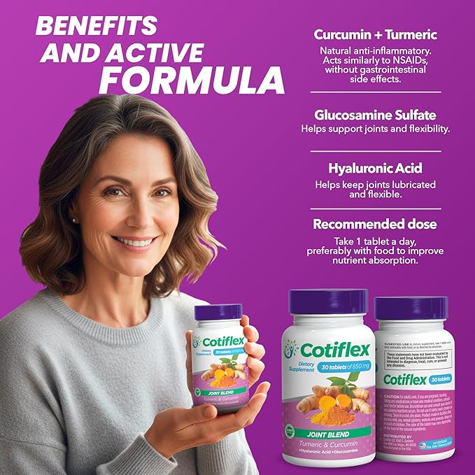 Dietary supplement for joints | 3 Pack | With hyaluronic acid, turmeric, glucosamine sulfate and magnesium oxide | Promotes joint mobility, lubrication and flexibility | 30 capsules of 850 mg each