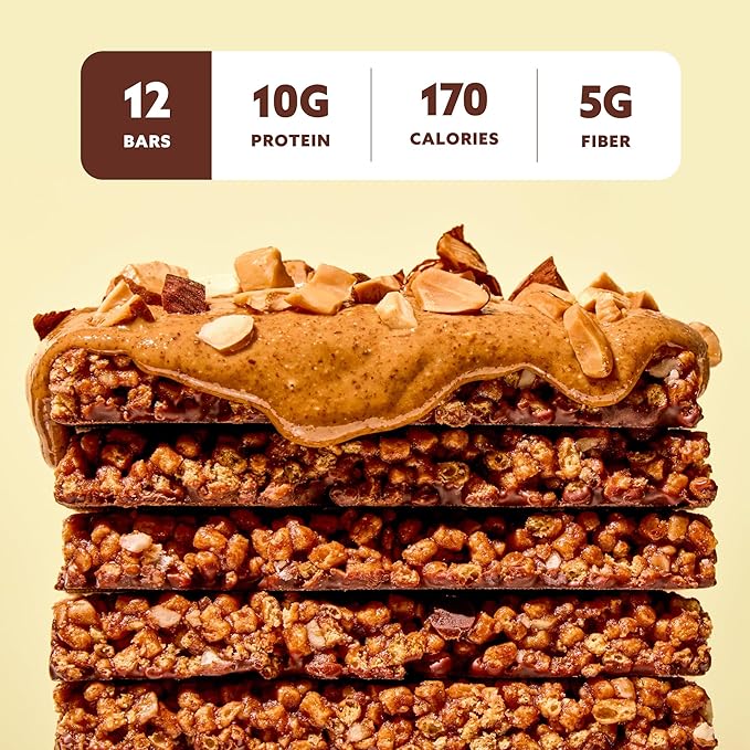 Mezcla Puff-Crispy Plant Based Protein Bars - Almond Butter Chocolate - Healthy Snacks for Adults & Kids - Perfect School, Travel, & Office Snacks - Gluten Free, Vegan, Non GMO, 10g Protein - 12 Count