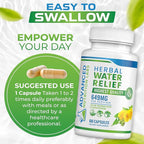 Herbal Water Relief Diuretic Water Pills for Water Retention, Bloating, Swollen Legs, Feet - Dandelion Extract Supplement - Water Retention Loss - Diuretics for Women & Men - 60 Capsules