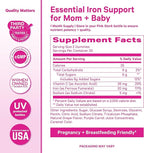 Pink Stork Prenatal Iron Supplement Gummies for Women - 20 mg with Vitamin C - Grape Chewable for Deficiency, Energy, & Blood Builder - 60 Gummy Chews