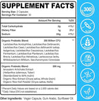 300 Billion CFUs Probiotics for Women & Men - 12 Strains + 3 Organic Prebiotics, Probiotics for Digestive Health & Immune, Gut Health & Bloating, Gut Health for Women & Men - 60 Capsules