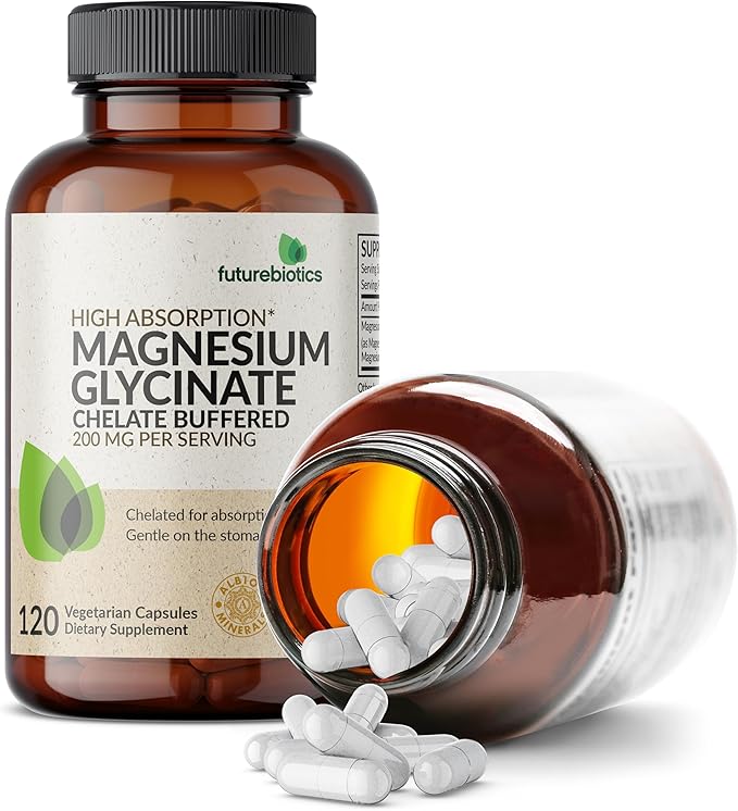 Futurebiotics Magnesium Glycinate 200 MG per Serving Chelated for High Absorption, Gentle On Stomach, Non-GMO, 120 Vegetarian Capsules