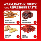 JUNG KWAN JANG US HongSamWon Plus - Korean Red Ginseng Tea, Pre and Post Workout Herbal Energy Drink with Jujube & Reishi Mushroom - Caffeine Free, Gluten Free, Non-GMO (30 Pouches, 1.69 fl oz)