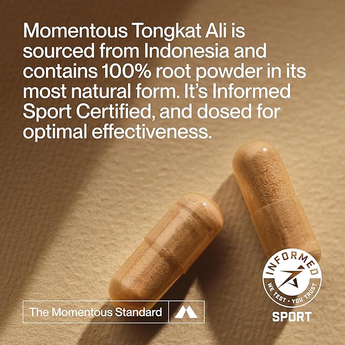 Momentous Tongkat Ali Supplement - Longjack Root Extract Powder for Men & Women - Supports Hormone Balance, Performance, & Mood - Natural Wellness - Informed Sport Certified - 400 mg - 30 Servings