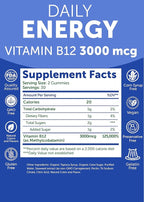 Lunakai USA Made Vegan Energy Gummies – Daily Energy Supplements – 3000mcg Vitamin B12 Gummies for Women & Men – for Home or On‑the‑Go Use, 60ct
