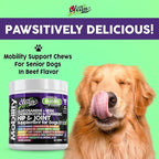 Clean Pets Hip and Joint Supplement Dogs with Glucosamine for Dogs + Chondroitin, Turmeric, Hyaluronic Acid, MSM, Salmon Oil, Collagen, Vitamin C, Omega 3 Senior Dog Supplements Beef Flavor - 1Pack
