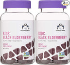 Amazon Brand - Mama Bear, Vegetarian Kids Black Elderberry Gummies 300 mg with Vitamins C, D, E and Zinc - Immune System Support - 60 Gummies (1 to 2 Month Supply), Non-GMO, Gluten Free (Pack of 2)