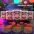 BIOTEQUELAB Height Growth Increase Gummies Vitamins, Grow Tall Supplement, Calcium, Magnesium, Zinc, Ashwagandha, Glucosamine Multivitamin for Teens, Kids, 180 Gummies