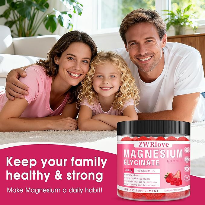 Magnesium Glycinate Gummies 400 mg with Ashwagandha,Magnesium Malate & L-Theanine for Women Men & Kids Adults,Chewable Complex Supplements for Sleep,Calm,Nerves,Heart,Muscles,90 Count