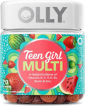 Olly Teen Girl Multi Gummy, Healthy Skin and Immune Support, 15 Essential Vitamins, Biotin, Zinc, Calcium, Chewable Multivitamin, Berry Melon, 35 Day Supply, 70 Count