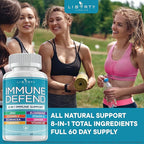 8 in 1 Immune Supplement with Echinacea, Vitamin C and Zinc 50mg, Vitamin D 5000 IU, Turmeric Curcumin & Ginger, B6, Elderberry 180 Count (Pack of 3)
