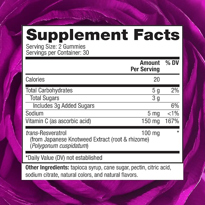 Reserveage Beauty - Resveratrol Gummies 100 mg, Antioxidant Supplement for Heart Health, Antioxidant Supplement Supports Healthy Aging, Vegan - 2 Pack