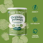 Four Sigmatic Organic Plant-Based Protein Powder | Clean Vegan Protein Elevated with Lion’s Mane, Chaga, Cordyceps and More for Brain Function and Immune Support | Unflavored, 16.9 oz