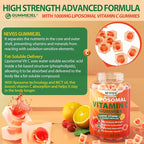Liposomal Vitamin C 1000mg Gummies for Adults - Vitamin C Chewable with Elderberry, Zinc & 8mg Iron, Sugar Free Vit C Supplements, Daily Immune Support Gummies for Energy, Collagen Booster, 120 Counts