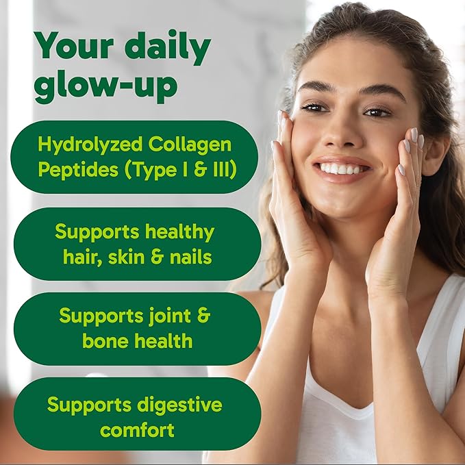 Organika Collagen Powder - for Healthy Hair, Skin, Nails, and Joints. Hydrolyzed Protein Peptides for Better Absorption- Grass-Fed, Non-GMO- Unflavoured- 2.2lbs