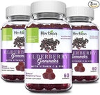 HERBION Elderberry Gummies with Vitamin C & Zinc - Healthy Immune System Support - Gluten-Free & Gelatin-Free - 60 Gummies for Adults & Children 4 Years & Above - Made in USA. (180 Count (Pack of 3)