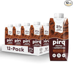 Pirq, 21g Dairy Free Protein Shake, 25 Superfoods, 0g Sugar, Plant-Based Protein Drink, Gluten-Free, Vegan, Kosher, Keto, Low Carb, Low Calorie (12 Pack) (Chocolate)