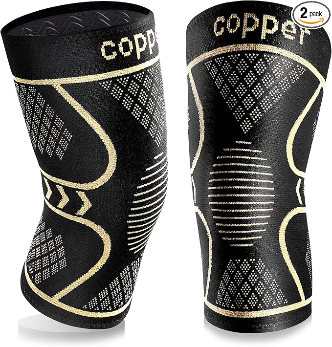 Copper Knee Braces for Women and Men 2 Pack, Knee Compression Sleeve for Knee Pain, Arthritis,ACL, Meniscus Tear, Joint Pain Relief, Knee Support for Running, Working Out, Fitness, Weightlifting-XS
