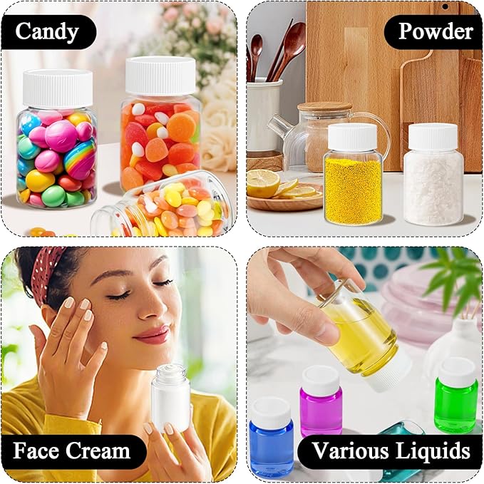 Lamoutor 18Pcs Clear Pill Bottle Plastic Medicine Bottle Empty Reagent Chemical Containers with Caps for Liquid Solid Powder Medicine 40ML