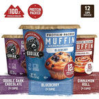Kodiak Cakes Minute Muffin Cup Variety Pack - 100% Whole Grains, Double Dark Chocolate, Blueberry & Cinnamon Roll, 2.36 oz (Pack of 12)