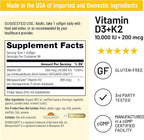 NatureWise Vegan Vitamin D3 + K2 in Organic Coconut MCT Oil - Natural D3 10000IU + Natural K2 200mcg - High Absorption Bone Support - Non-GMO - USA Manufactured - 90 Softgels[90-Day Supply]