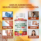 BionerLab Calcium Magnesium Zinc Gummies with Vitamin D3 & K2 - High Potency Enhanced Absorption - Orange and Berry Flavored