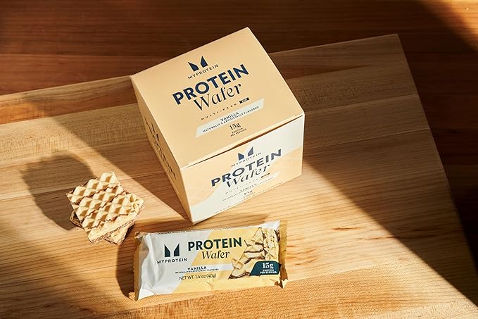 Myprotein Crispy Protein Wafers | 15g Protein | Box of 10 | Vanilla | High Protein Snack Bar | Milk & Whey Isolate | Low Sugar