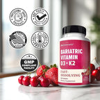 BioSchwartz Bariatric D3 K2 Dissolvable Tablets - 90 Cherry-Strawberry Tablets - Supports Bone Strength - Bariatric Vitamins for Women with Vitamin D3 5000 IU - Third Party Tested, 90 Servings
