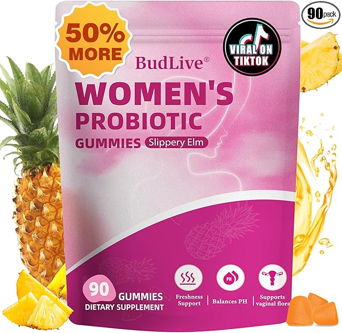 Vaginal Probiotics Gummies for Women, pH Balance for Women, Feminine Probiotics Gummy for Vaginal Health, Odor Control, Gut Health, Immune Support, Pineapple Probiotic Gummies for Woman, 90 Count