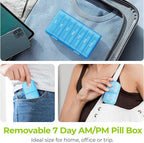 AUVON XL Weekly Pill Organizer 2 Times a Day, Pill Box 7 Day with One-Side Large Openings for Easy to Use, Blue AM PM Pill Case for Medication, Vitamins, Fish Oils, Supplements
