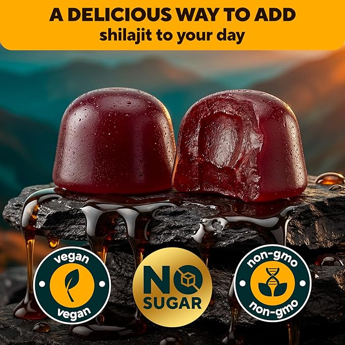 VitaUp Himalayan Shilajit Gummies for Men & Women – Sugar-Free Shilajit Gummies with Fulvic Acid – Pure Energy, Immune & Healthy Aging Support – 60 Gummies