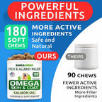 Omega 3 for Dogs and Cats - 180 Fish Oil Treats for Dog Shedding, Skin Allergy, Itch Relief, Hot Spots Treatment - Joint Health - Skin and Coat Supplement - EPA & DHA Fatty Acids - Salmon Oil - Bacon