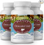Perfect Supplements – Perfect Desiccated Liver – 120 Capsules – Undefatted Beef Liver – Natural Source of Protein, Iron, Vitamins A & B – 3 Pack