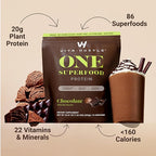VitaHustle ONE Vegan Chocolate Protein Powder - 20g Plant Protein Meal Replacement with 86+ Superfoods & Greens, Probiotics + No Bloat Digestive Blend - Dairy Free, Gluten Free (15 Servings)