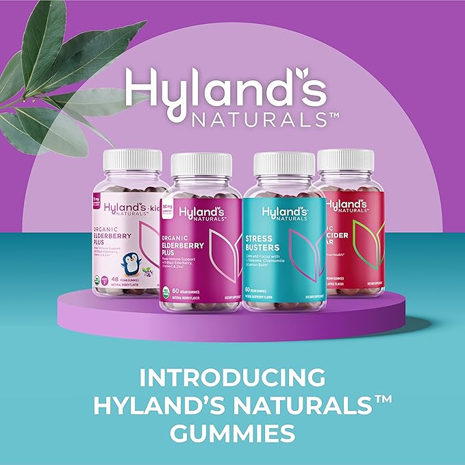 Hyland's Organic Elderberry Plus Gummies, Organic Black Elderberry with ZINC and Vitamin C, Immune Support Supplement for Adults, 60 Vegan Gummies (30 Days) (Pack of 2)